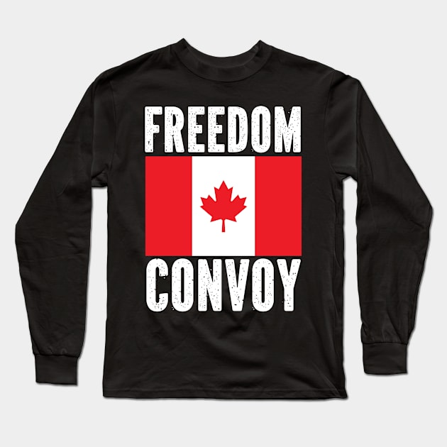 Freedom Convoy 2022 Support Our Truckers Canada USA Long Sleeve T-Shirt by BobaPenguin